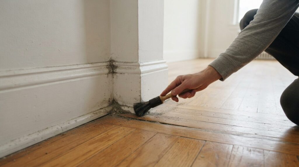 Professional stock photo of baseboards and floor corners in 