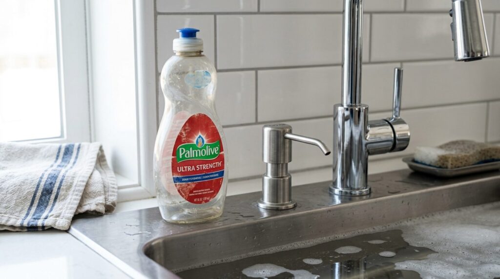 Kitchen sink area showing modern kitchen soap dispenser moun